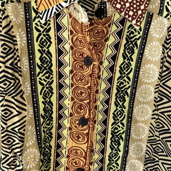 New! We Be Bop Tunic Top 2X Botswana Plus Boho Linen Button Up Tribal Safari - Picture 10 of 12